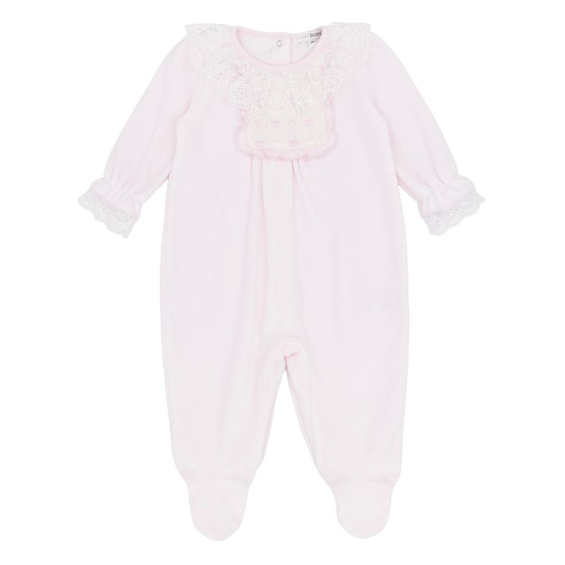 Girls pink velour all in one - BB3193