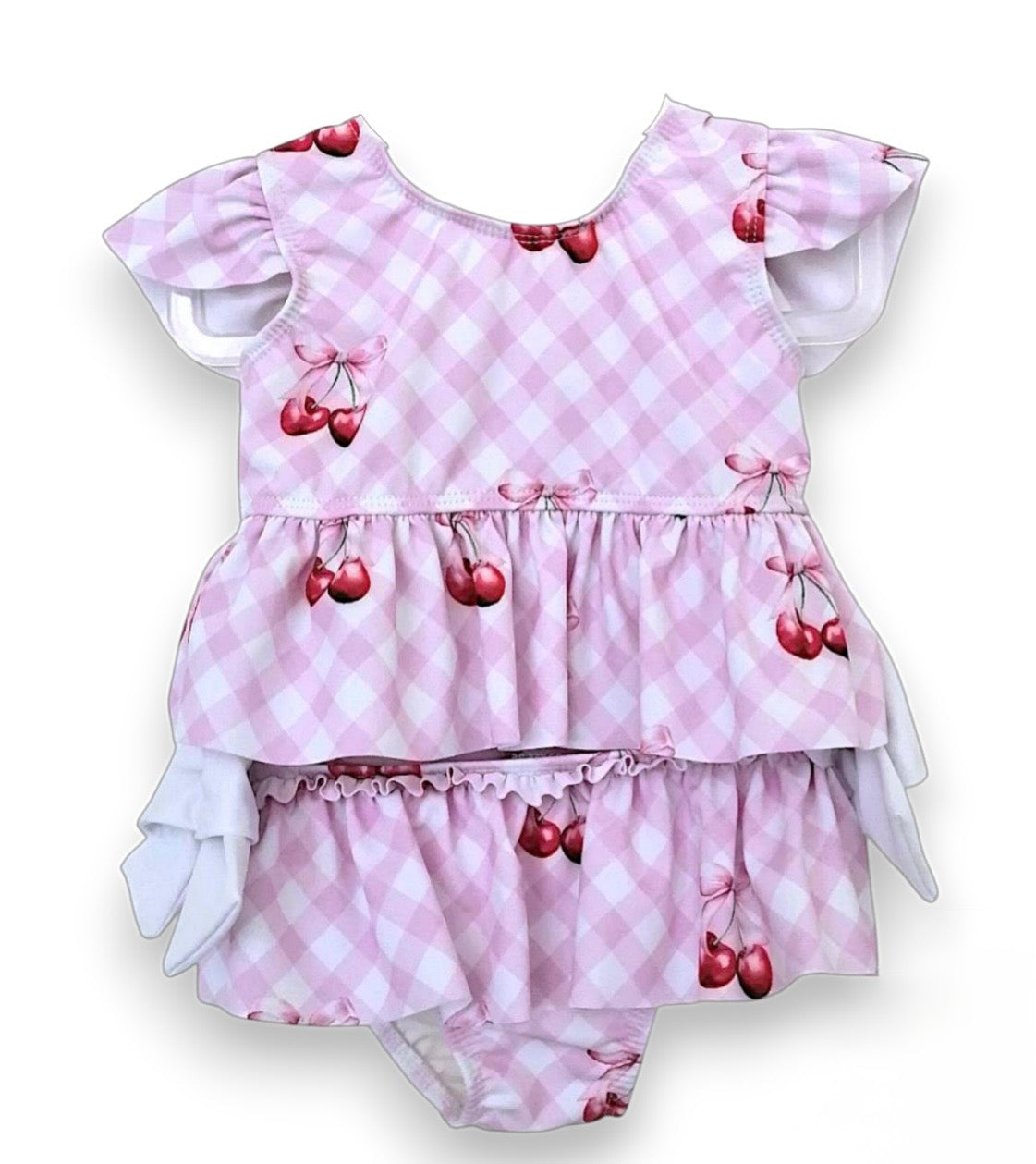 Girls pink cherry print bikini