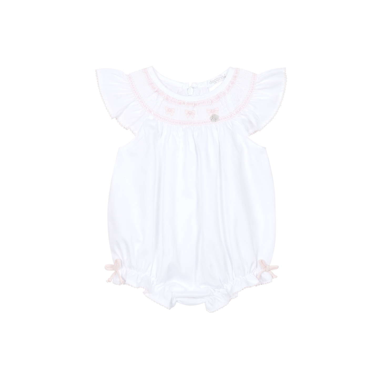 Deolinda 26505 - lollipop girls white romper with bow detail