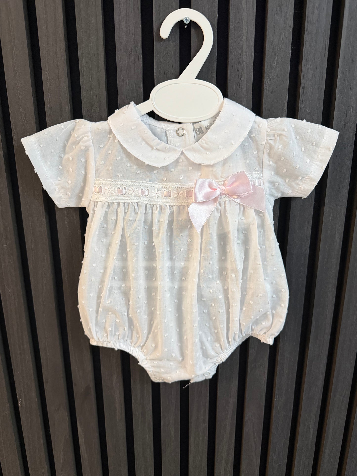 Kleo kids white swiss dot romper