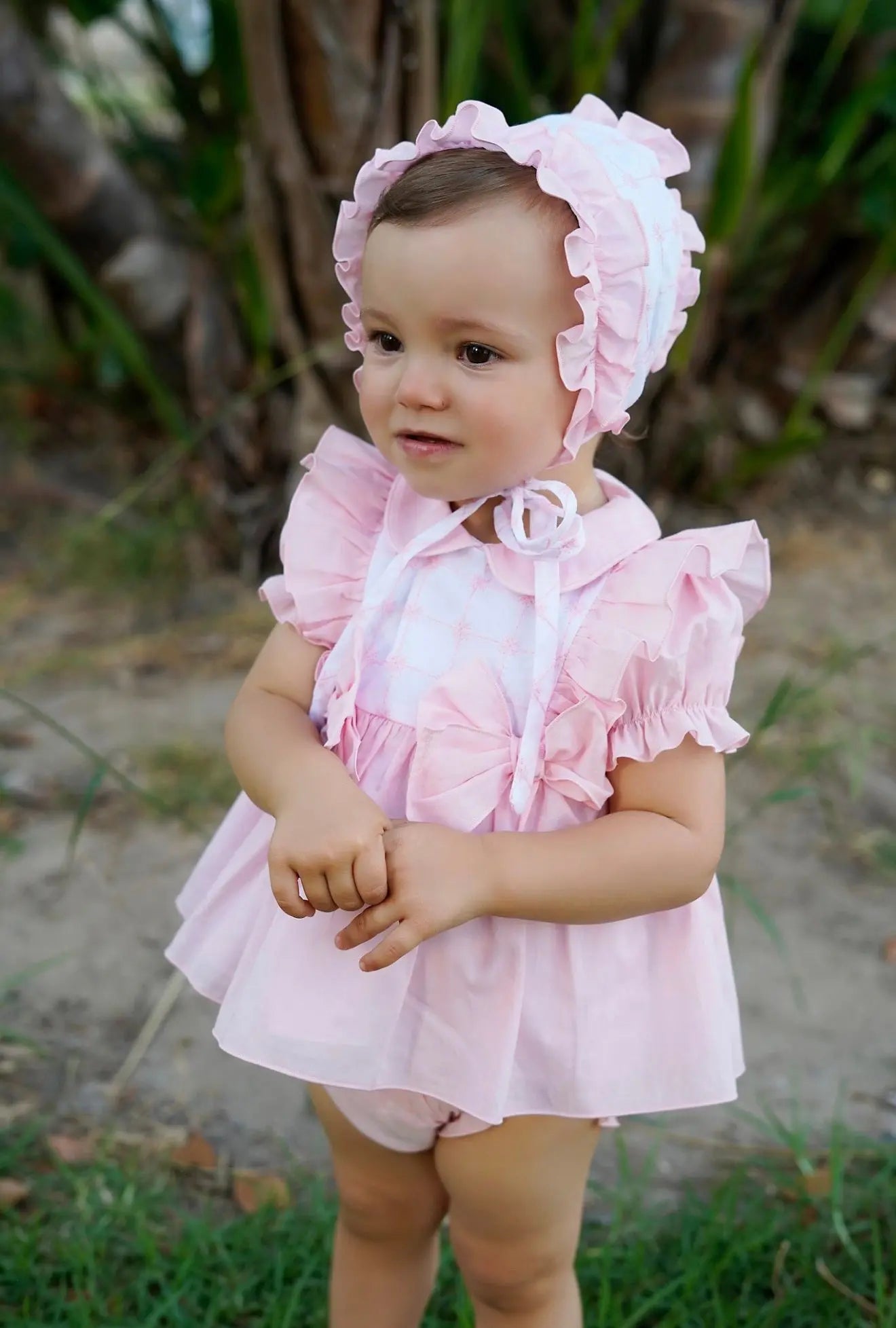 Babine baby girls pink dress & pant set - PREORDER