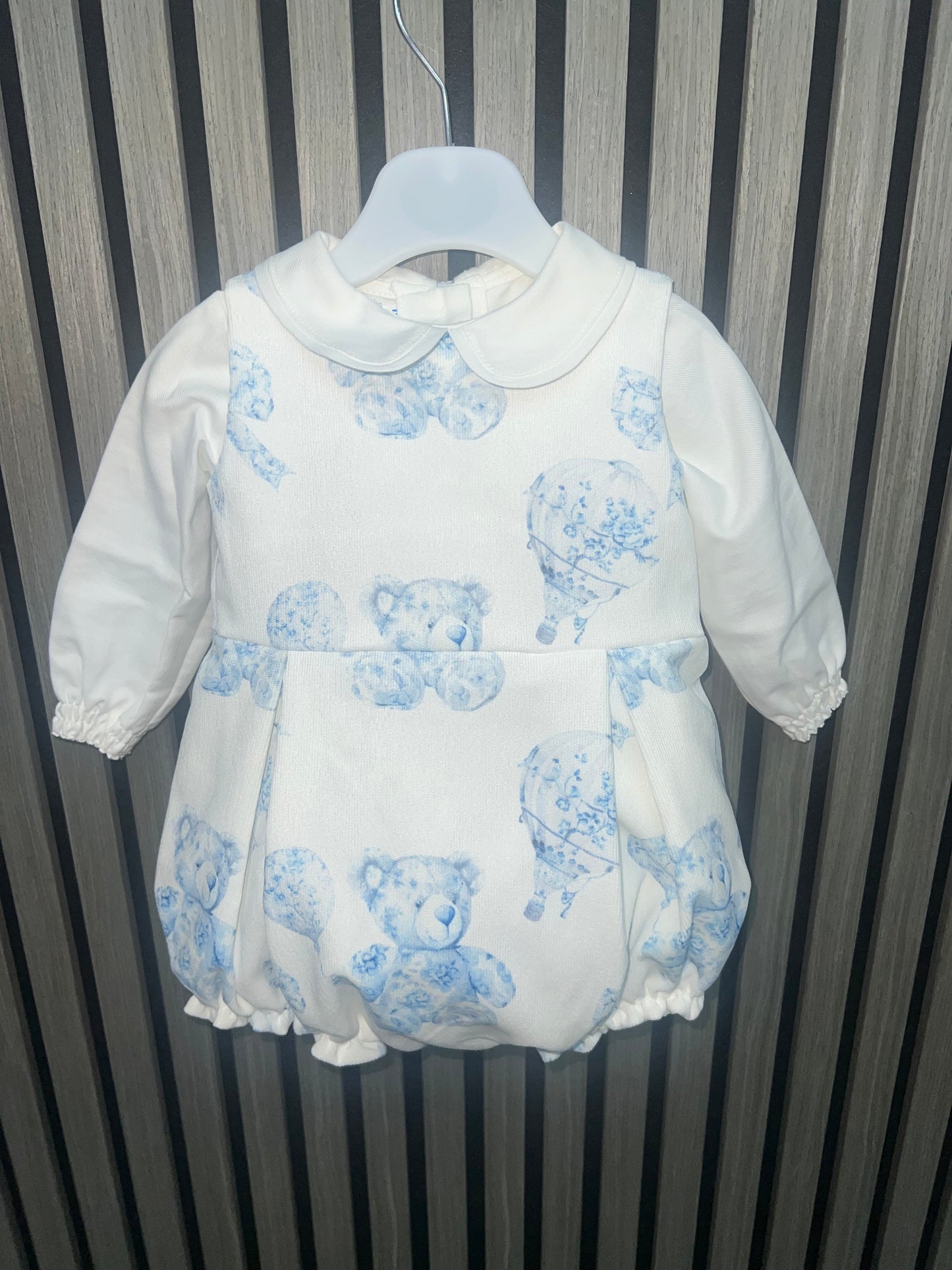 Fofettes AW25 - blue toile romper with ivory cotton blouse