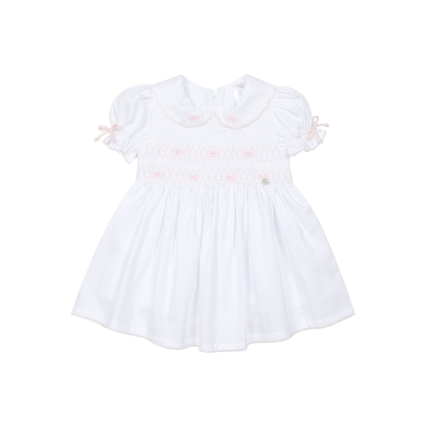 Deolinda 26404 - lollipop girls white bow smocked dress
