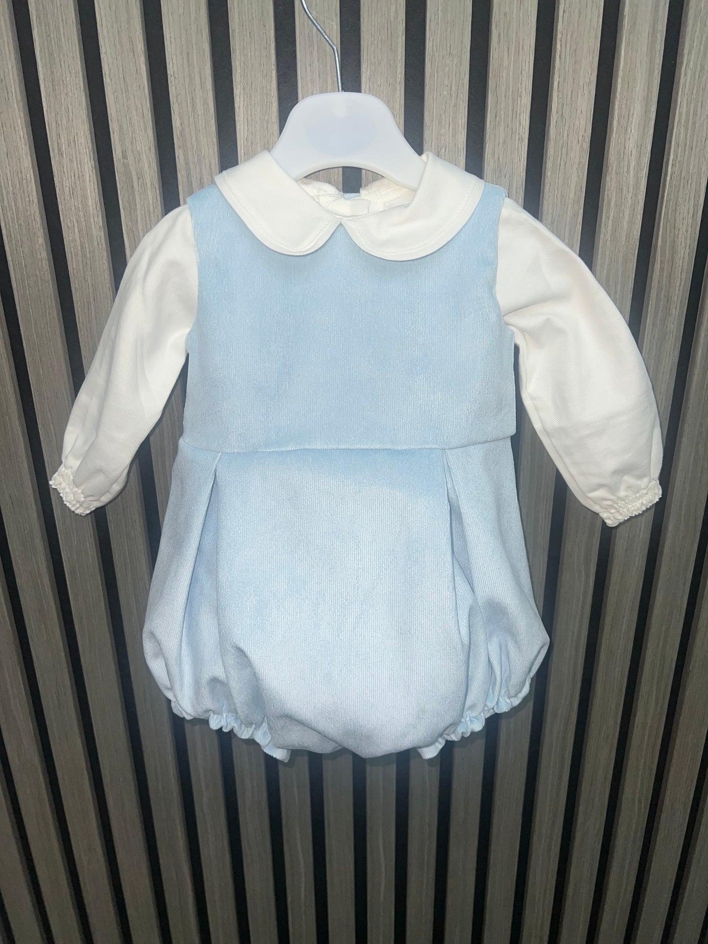 Fofettes AW25 - pale blue romper with ivory cotton blouse
