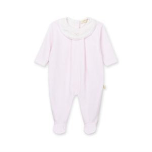 Baby gi pink velour bow collar babygrow