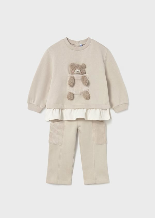 Mayoral AW25 - beige girls teddy tracksuit