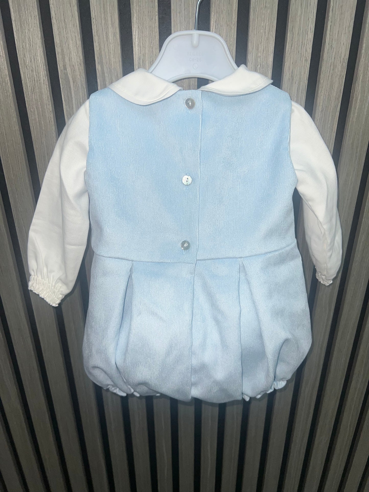 Fofettes AW25 - pale blue romper with ivory cotton blouse