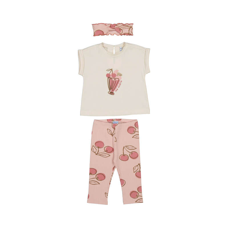Mayoral cherry print legging set with headband