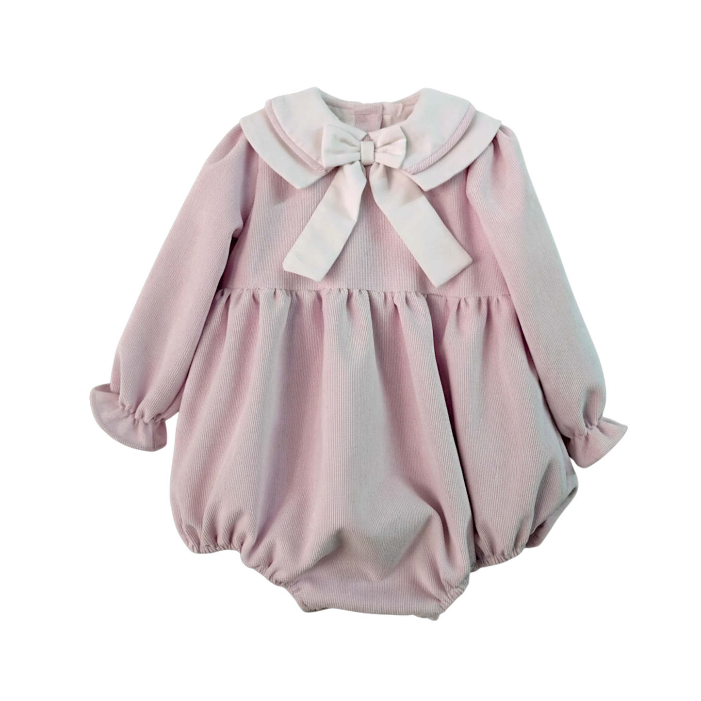 PREORDER Girls pink cord bow romper - 821R