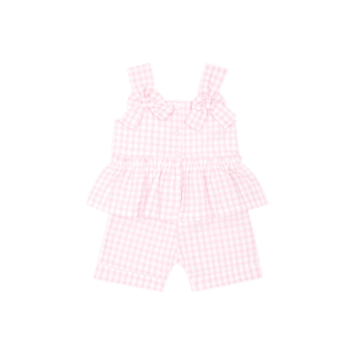 Pastels & Co Rowan pink gingham top and short set