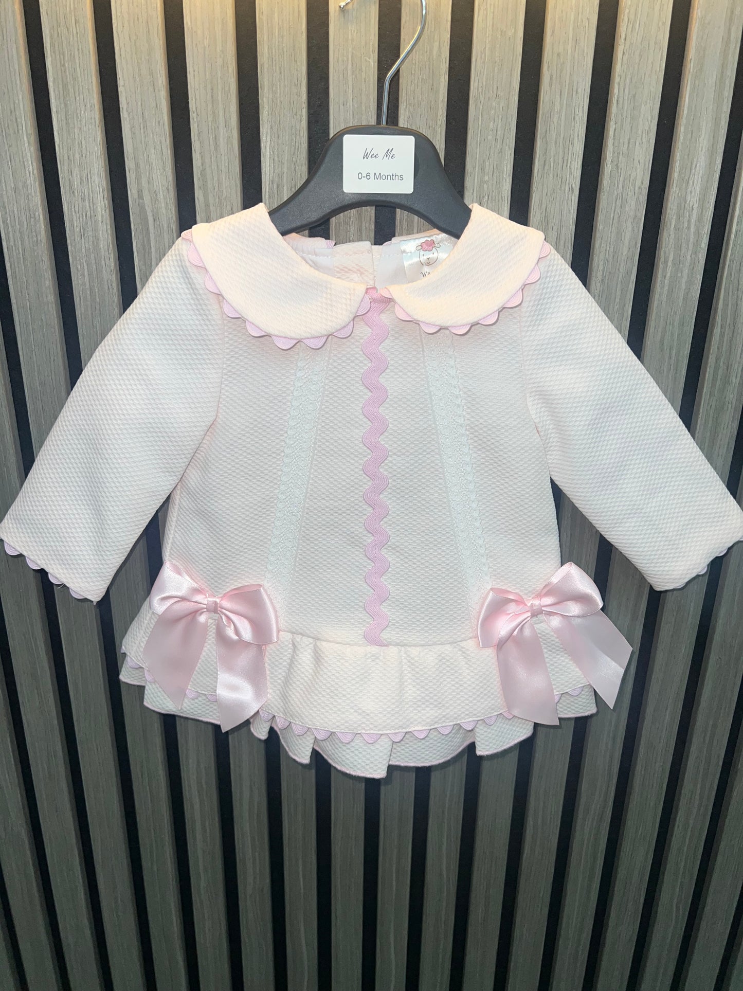 Wee me AW25 2534 - pink waffle dress with knickers