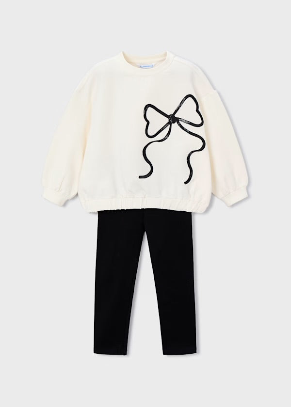 Mayoral AW25 4720 - black legging set with bow jumper