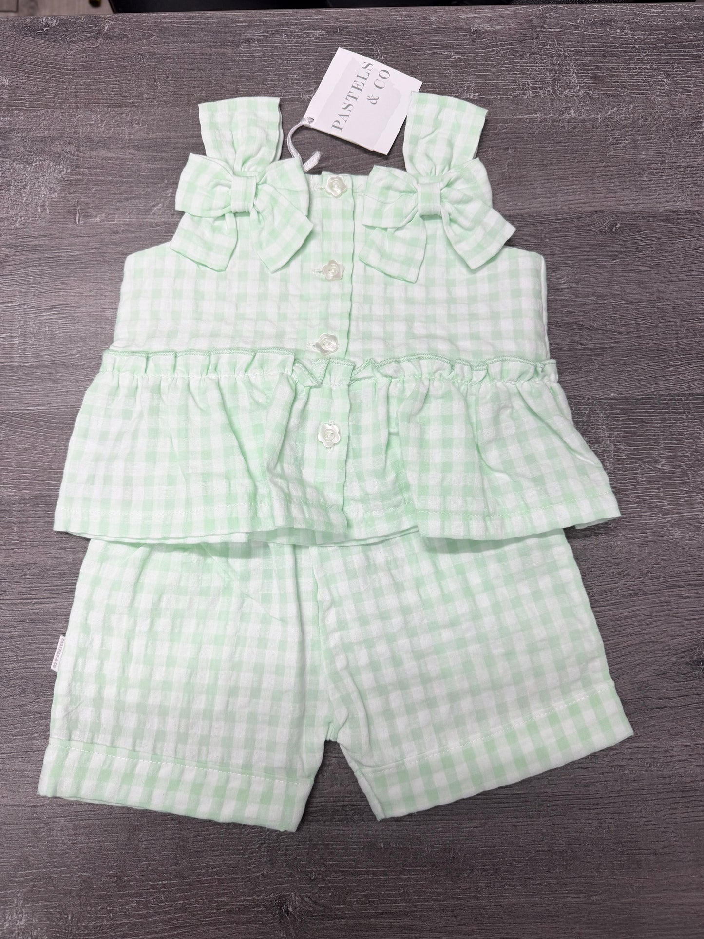 Pastels & Co Rowan mint gingham top and short set