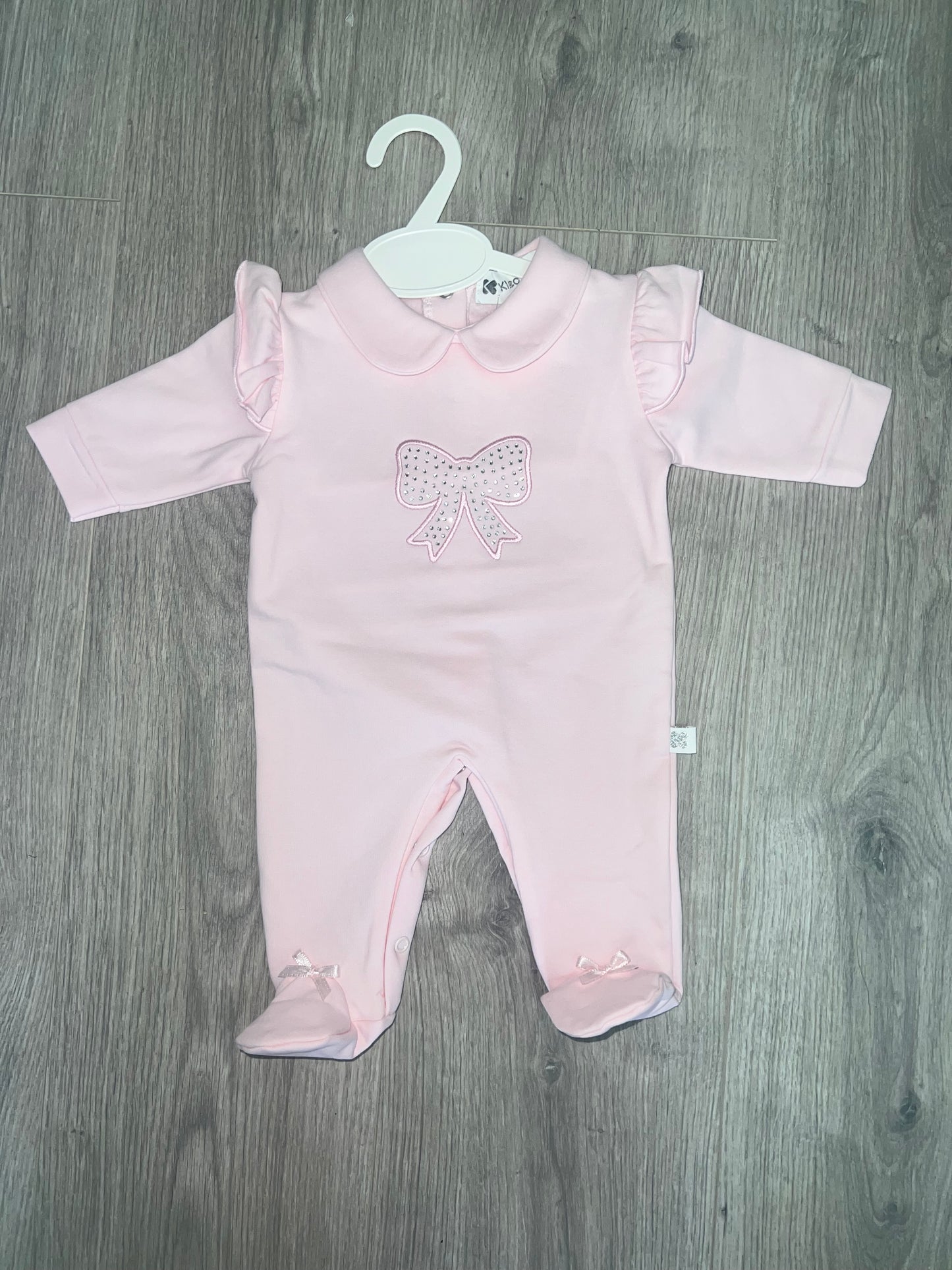 Kleo kids AW25 - pink diamanté bow babygrow