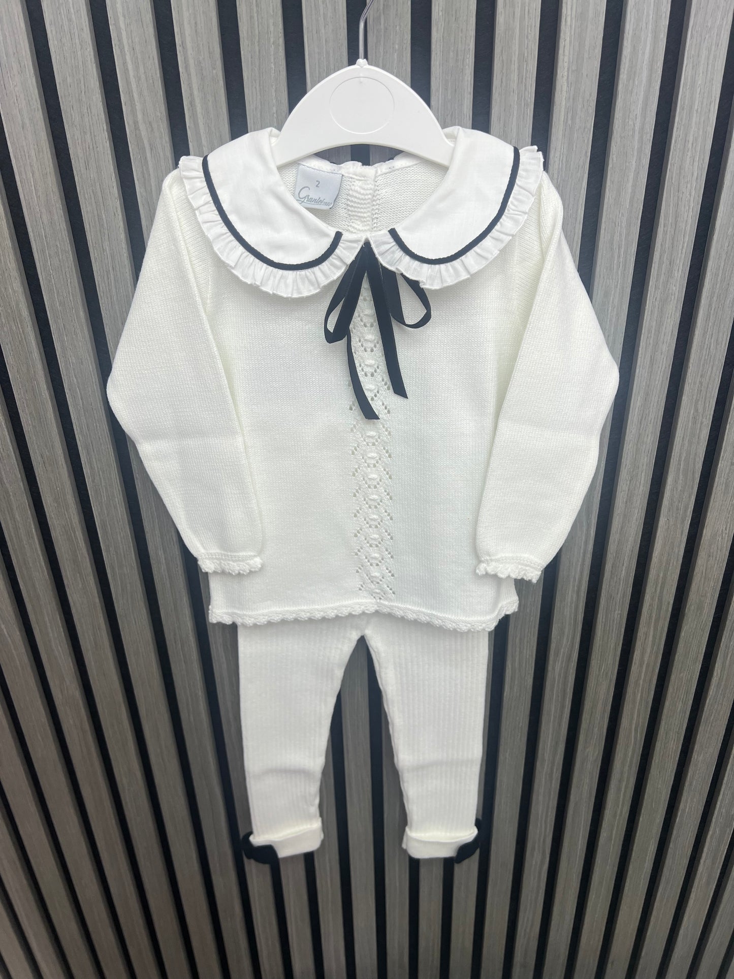 Granlei girls ivory/black trouser set