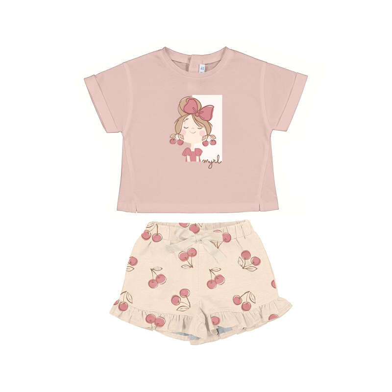 Mayoral 1205 - girls cherry print short set