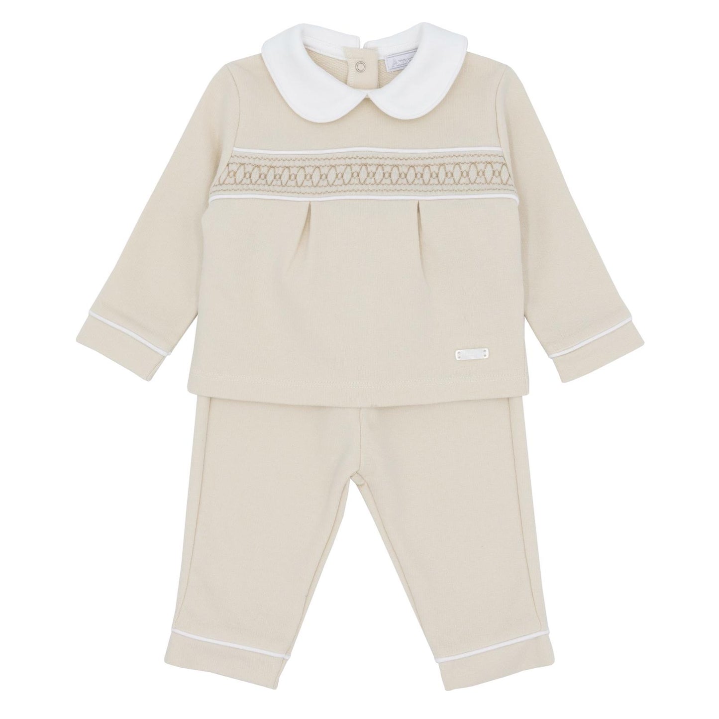 Amore 25 boys beige smocked 2 piece - AM0006