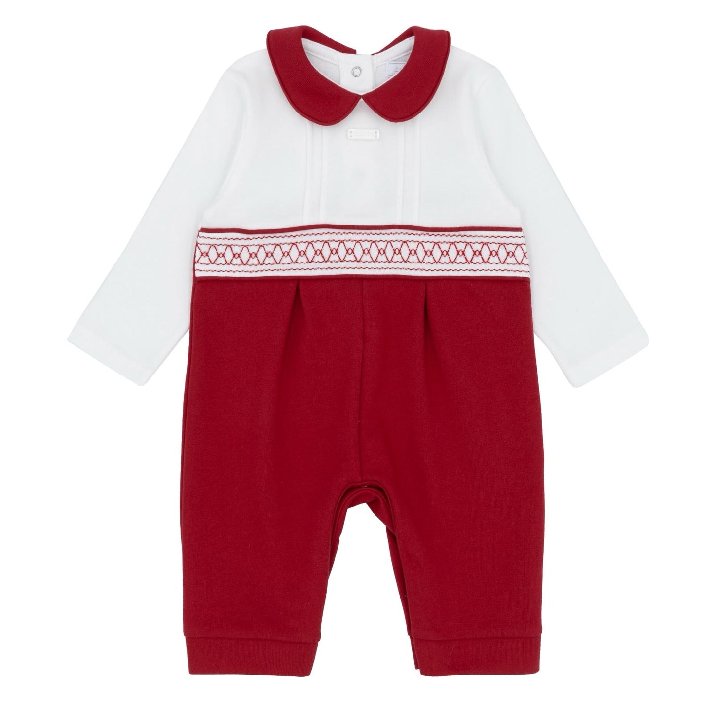 Amore 25 boys red smocked romper - AM0004