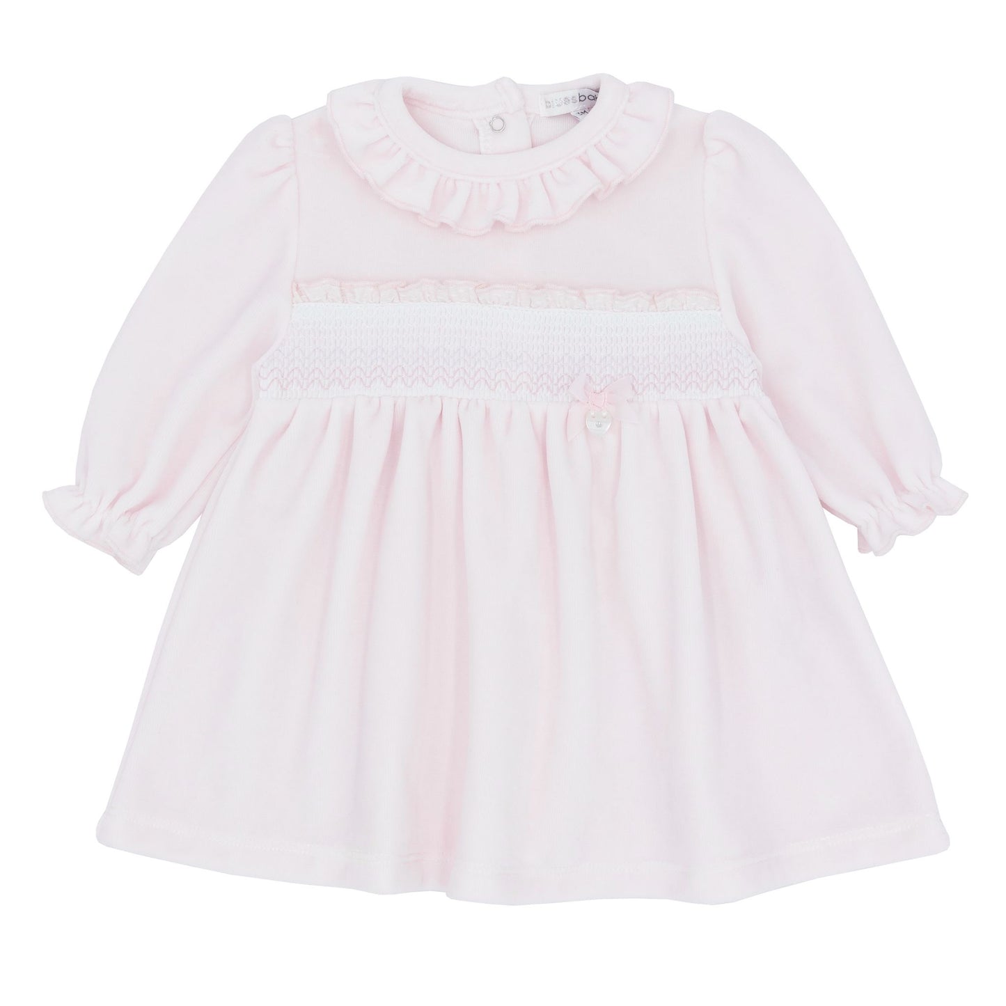 Blues baby AW25 BB2200 - Girls pink smocked velour dress