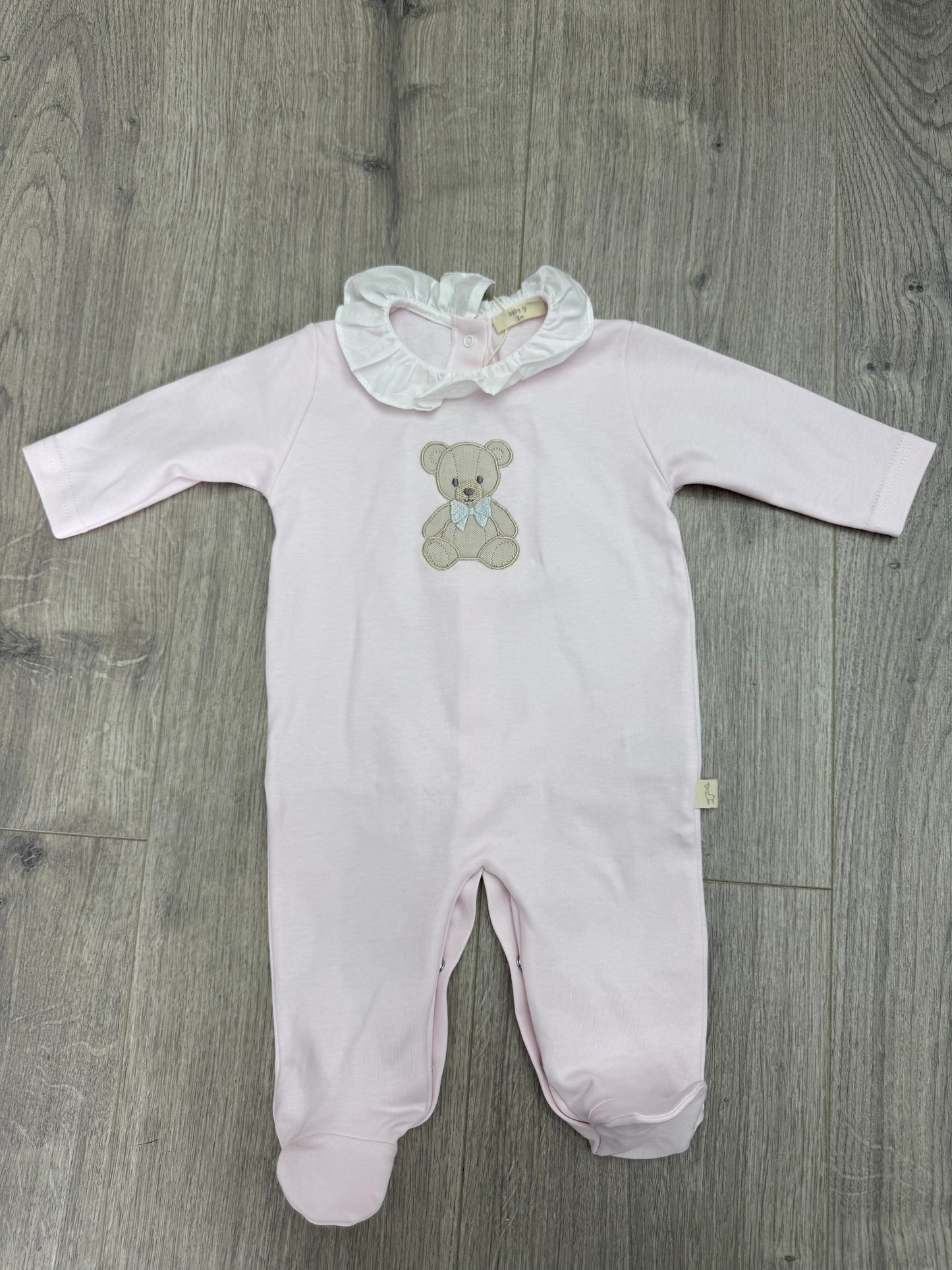 Baby Gi SS26 pink Teddy babygrow