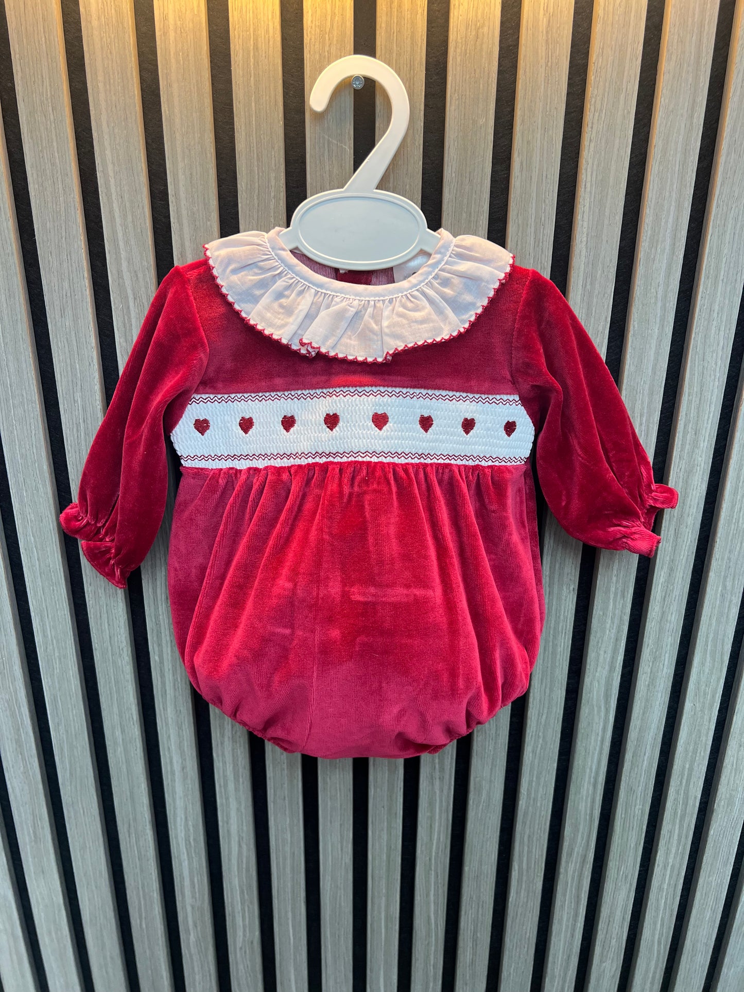 Kleo kids AW25 red velour heart romper