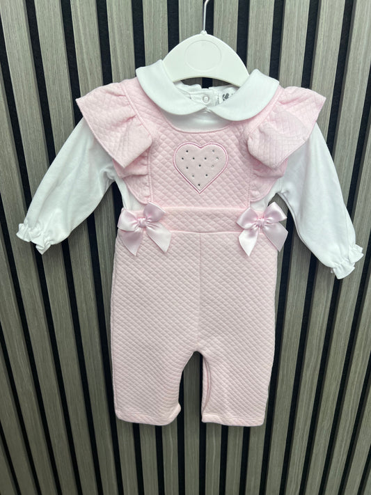 Kleo kids AW25 girls diamanté heart dungaree