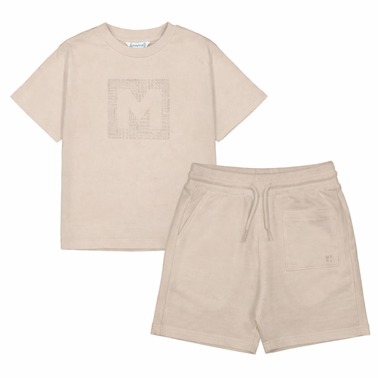 Mayoral boys beige short set