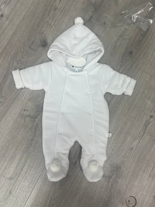 Kleo kids AW25 - white velour snowsuit