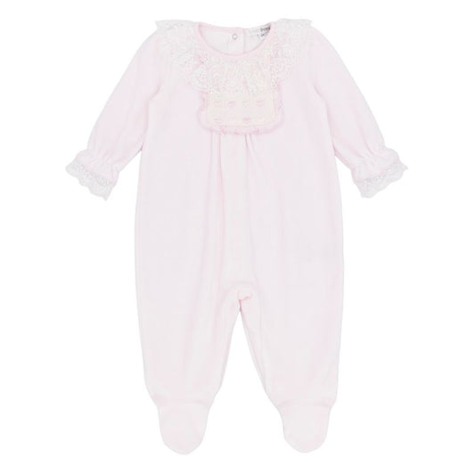 Girls pink velour all in one - BB3193