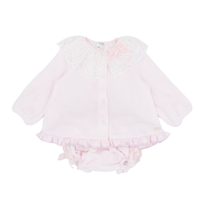 Pink velour button front jam pant set - BB3123