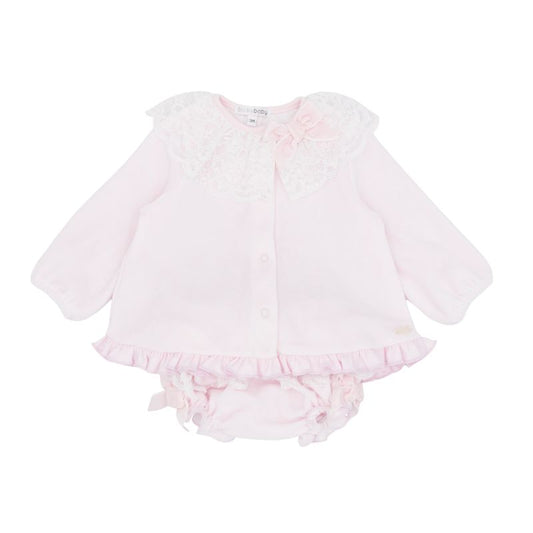 Pink velour button front jam pant set - BB3123
