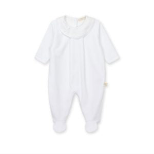 Baby gi white velour bow collar babygrow