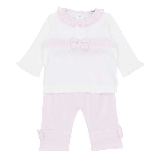 Blues baby AW25 BB2199 - girls pink/ivory jog set