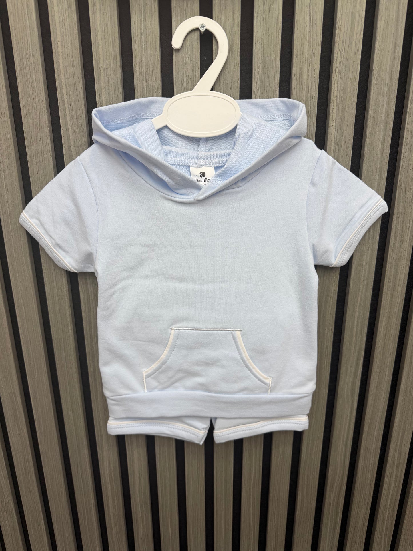 Kleo kids boys baby blue cotton hooded short set