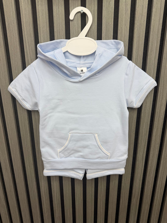 Kleo kids boys baby blue cotton hooded short set