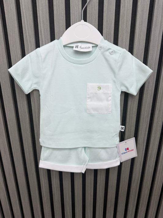 Kleo kids boys mint & white cotton shirt set (K7)