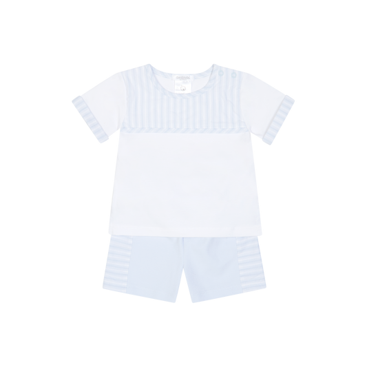 Deolinda 26612 - California boys blue & white stripe short set