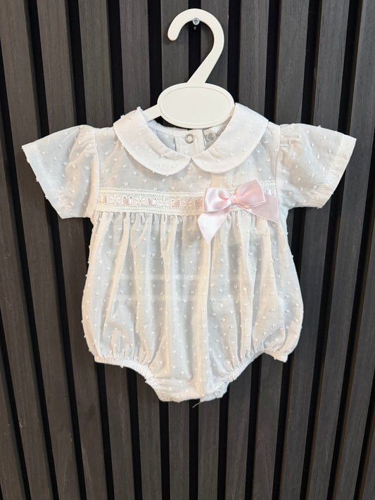 Kleo kids white swiss dot romper