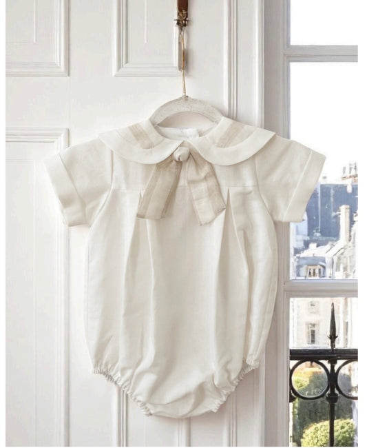 Boys cream/beige linen romper