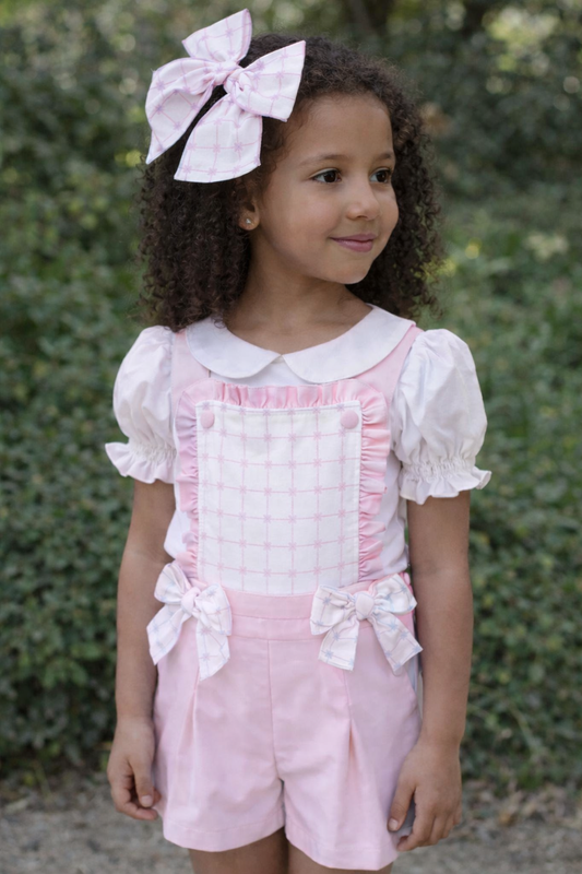 Babine girls blouse and pink playsuit set - PREORDER