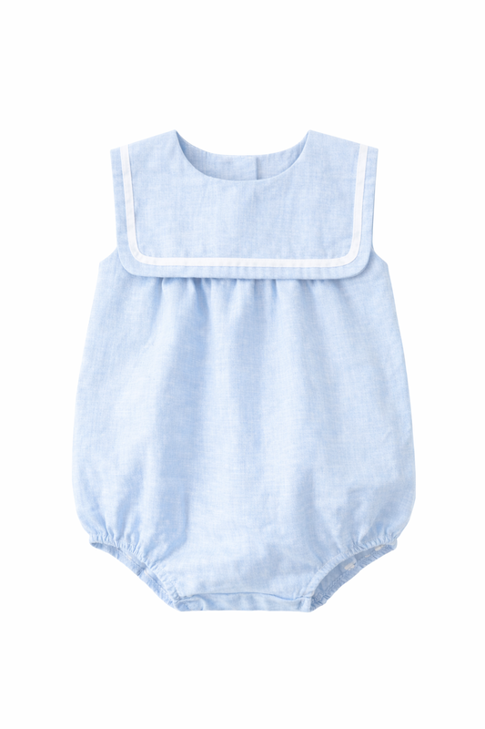 Boys pale blue linen romper