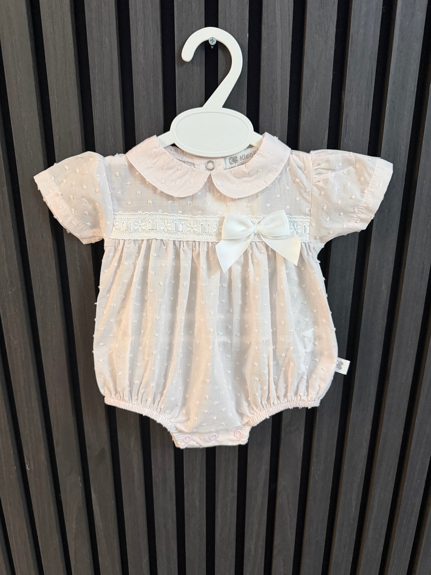Kleo kids pink Swiss dot romper