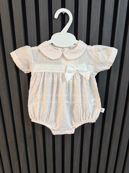 Kleo kids pink Swiss dot romper