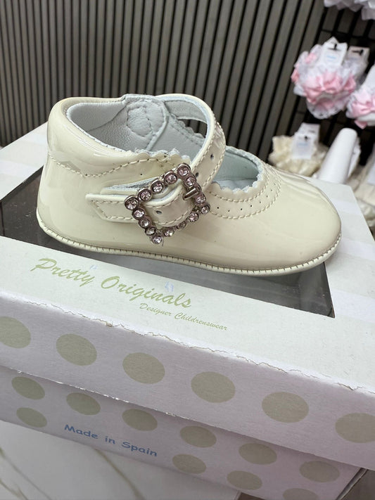 Pretty originals baby girl ivory patent shoes