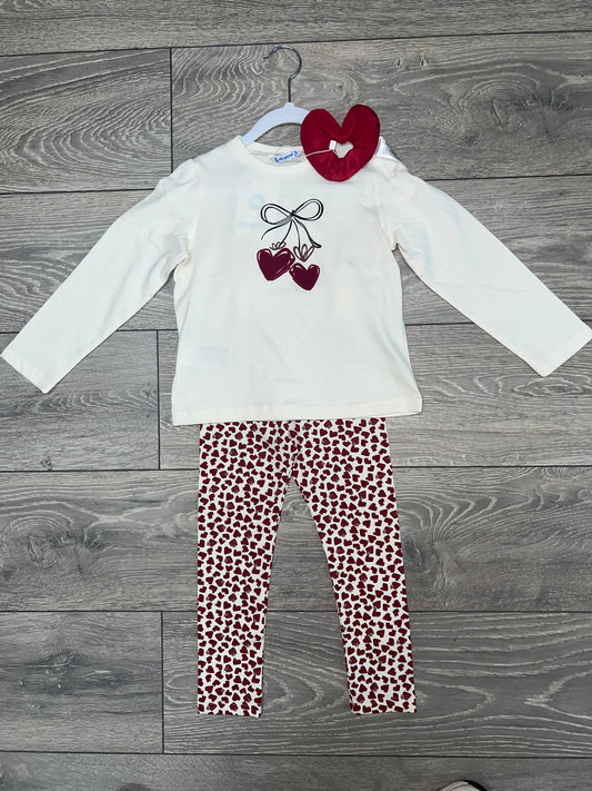 Mayoral AW25 4008 - girls heart legging set with scrunchie