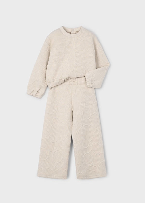 Mayoral AW25 4896 - girls beige teddy print tracksuit