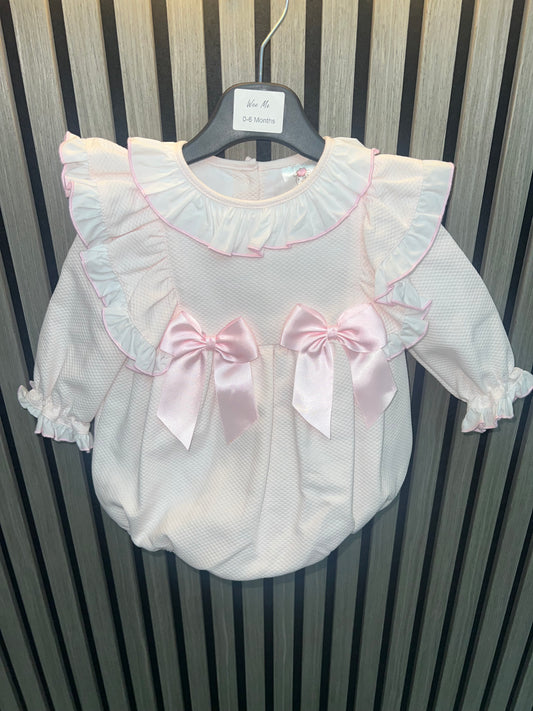 Wee Me AW25 2533 pink waffle frilly romper