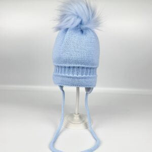 Kleo kids AW25 - blue single Pom Pom hat