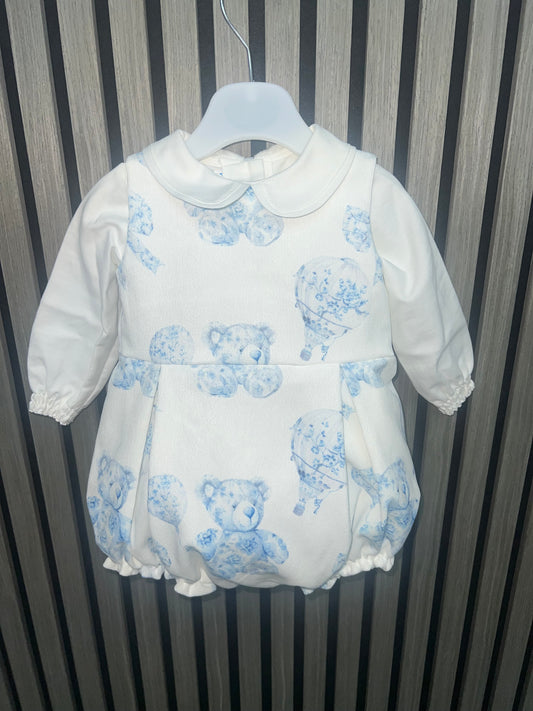 Fofettes AW25 - blue toile romper with ivory cotton blouse