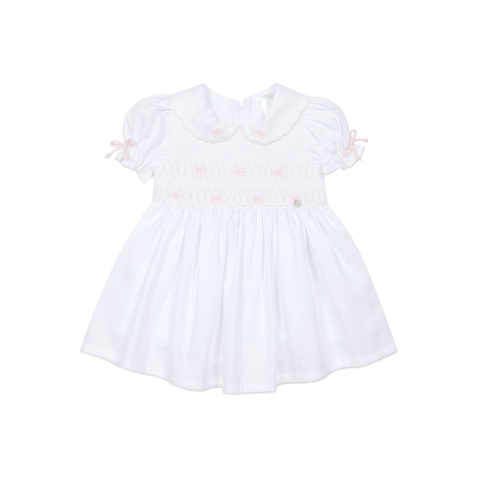 Deolinda 26404 - lollipop girls white bow smocked dress